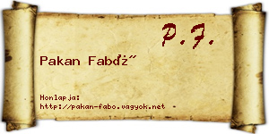 Pakan Fabó névjegykártya